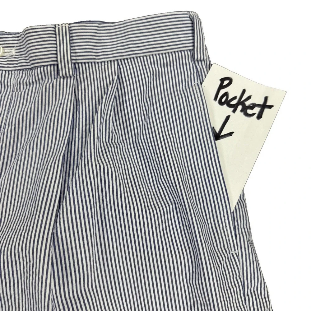 Brooks Brothers Pants Mens 36X32 Genuine Seersucker Blue White Cuffed